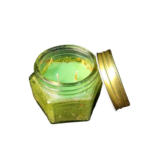 شمع معطر و دستساز آروما،جار ۶ضلعی اکلیلی کد۳۳۶